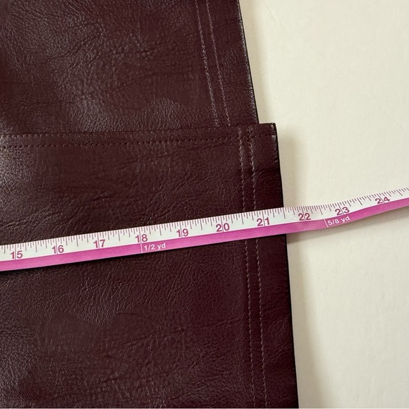 Ginasy Faux leather, a line, wrap , high waisted miniskirt burgundy - Picture 12 of 14